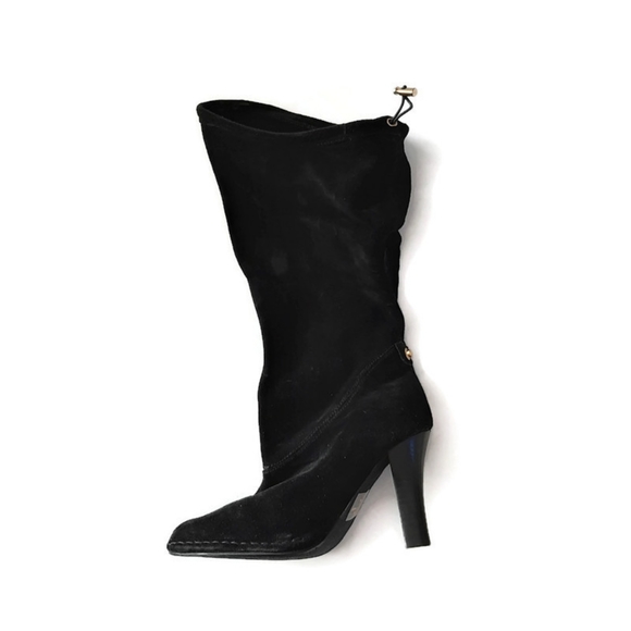 Hot in Hollywood black suede heeled boots  Convertible high/ low looks sz 6.5 - Picture 3 of 4